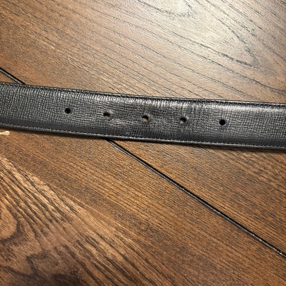 BALLY Black Leather Skinny Belt Gold B Buckle EU 95 / US 38 Designer - Picture 6 of 11